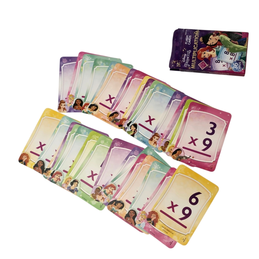 Disney Princess Multiplication Flash Cards 36 Cards Learning Math Game - Picture 2 of 3